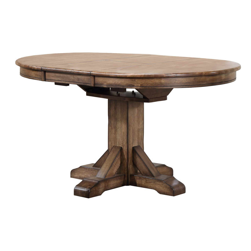 Rosecliff Heights Rutledge Pedestal Extendable Solid Wood Dining Table